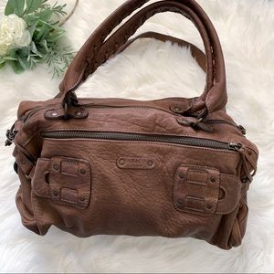 Abaca Paris Soft Brown Leather Satchel Purse